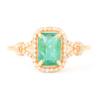 1.20 Ct Octagon Step Cut Natural Emerald 14K Gold Ring