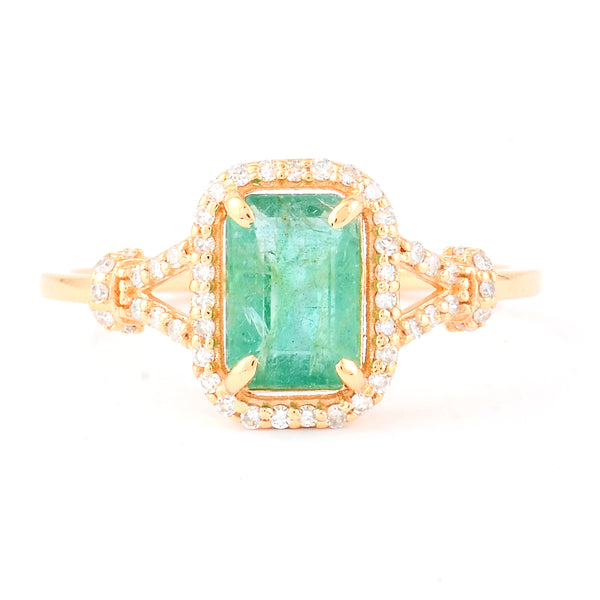 1.20 Ct Octagon Step Cut Natural Emerald 14K Gold Ring