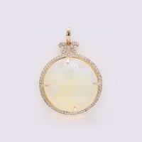 18.33 Ct Round Cabochon Natural Opal 14K Gold Pendant