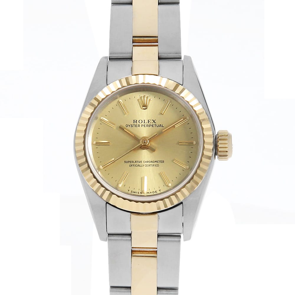 Rolex Oyster Perpetual 67193 Champagne Bar 3-Row Oyster Bracelet N-Serial Pre-Owned Women's