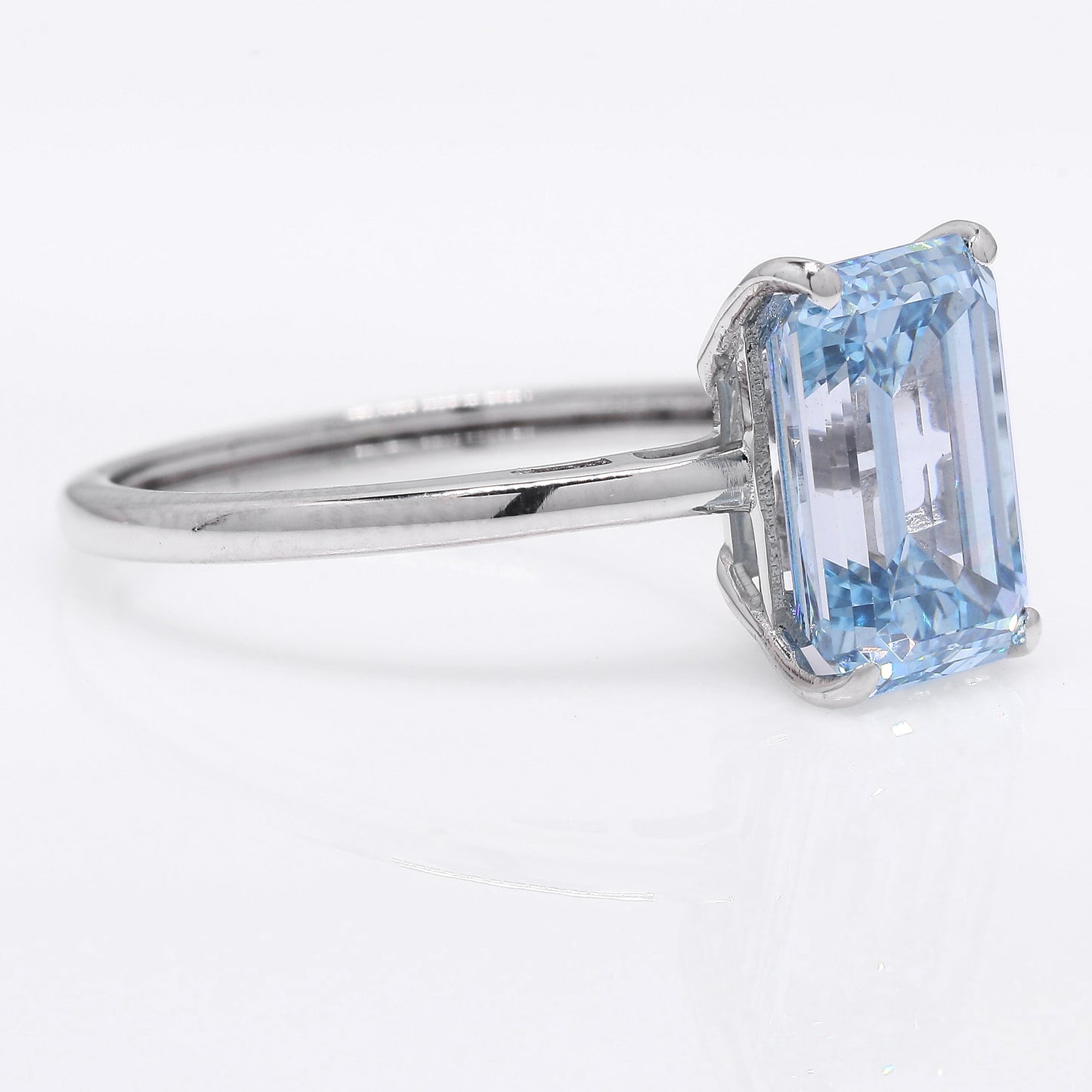 3.31 Ct Emerald Cut Lab Grown Diamond 950 Platinum Ring