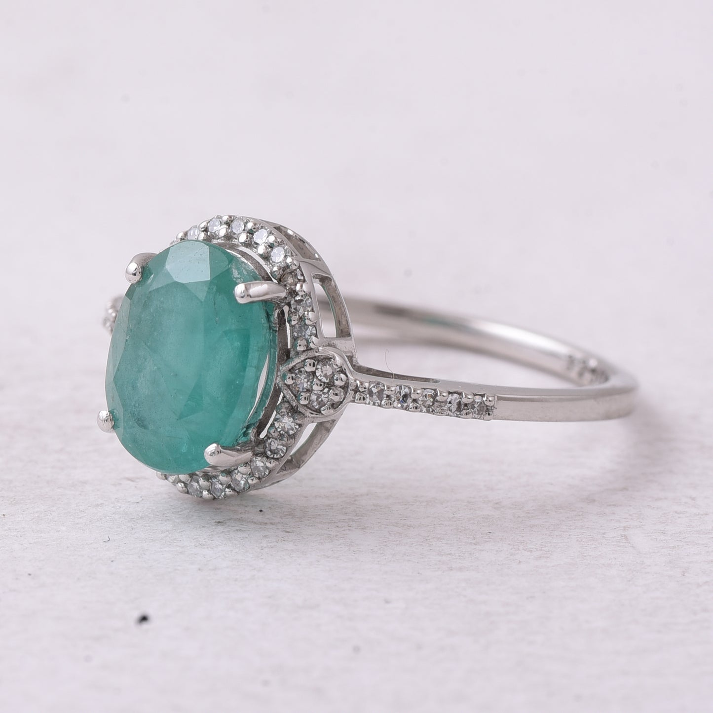 2.12 Ct Oval Mixed Cut Natural Emerald 950 Platinum Ring