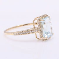 2.39 Ct Octagon Step Cut Natural Aquamarine 14K Gold Ring
