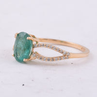 1.34 Ct Oval Natural Emerald 14K Gold Ring