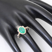 1.62 Ct Oval Mixed Cut Natural Emerald 14K Gold Ring