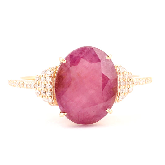 5.21 Ct Natural Codundum Ruby 14K Gold Ring