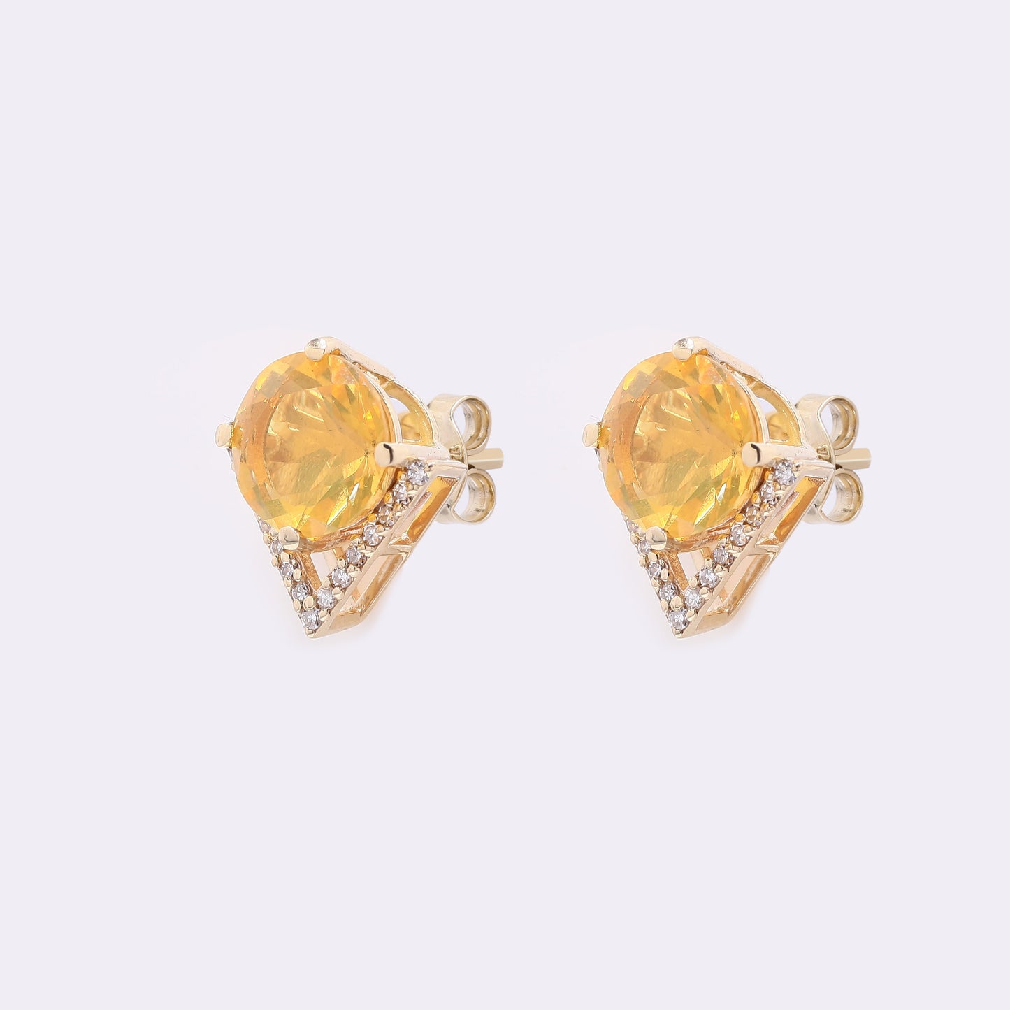 1.80 Ct Round Fire Opal 14K Gold Earrings