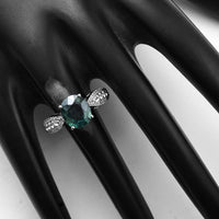 2.88 Ct Oval Mixed Cut Natural Green Sapphire 950 Platinum Ring