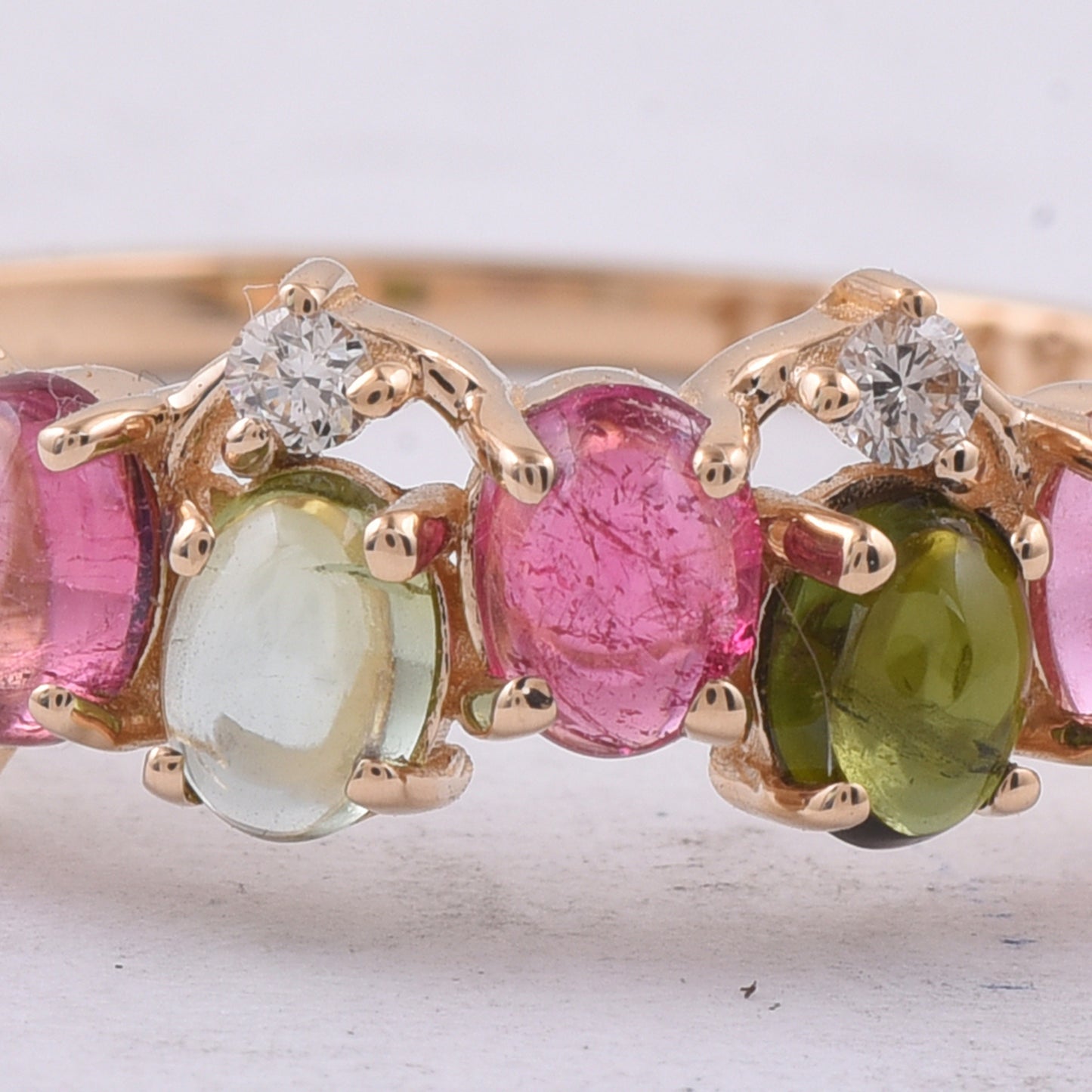 1.31 Ct Oval Natural Multi Coloured Tourmaline 14K Gold Ring