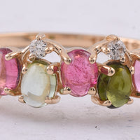 1.31 Ct Oval Natural Multi Coloured Tourmaline 14K Gold Ring