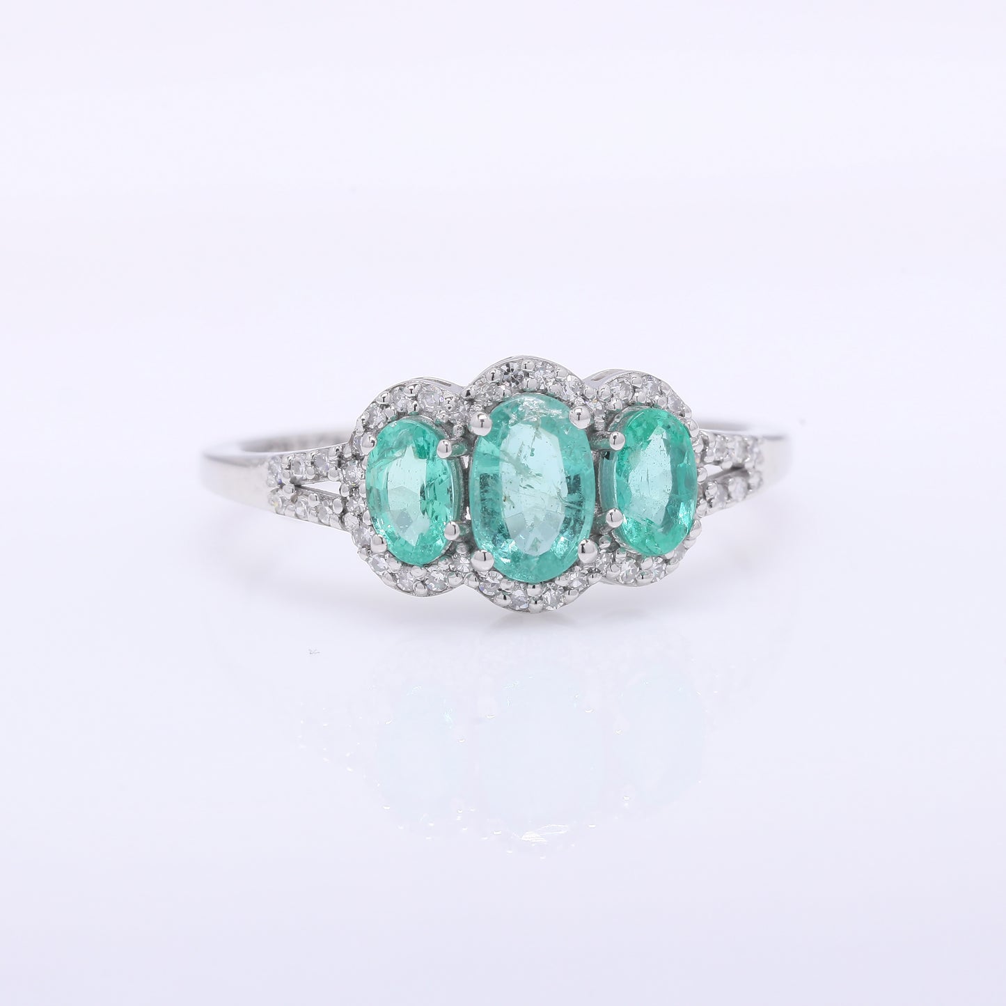 1.09 Ct Oval Mixed Cut Natural Emerald 950 Platinum Ring