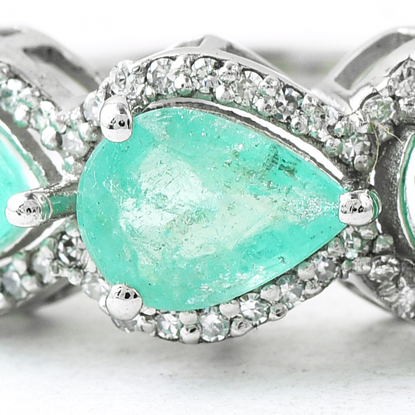 2.81 Ct Pear Emerald 950 Platinum Ring