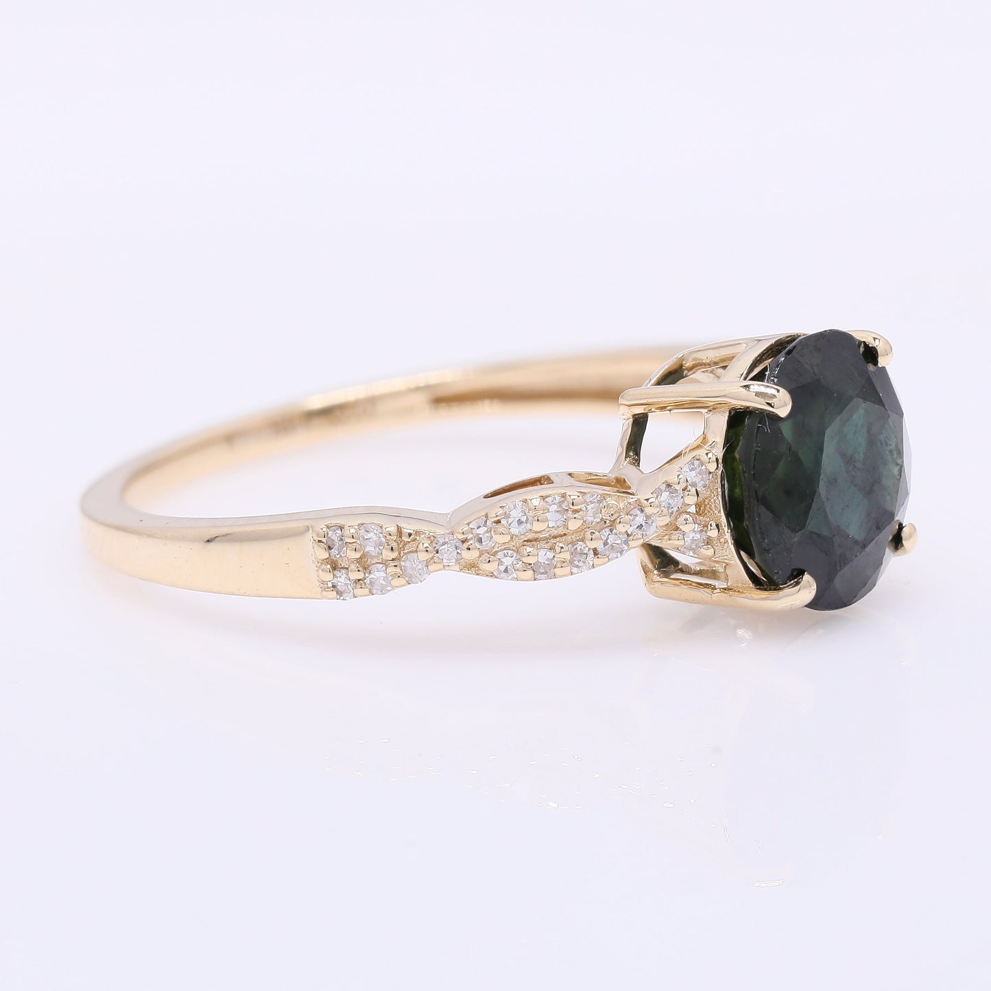 2.51 Ct Round Mixed Cut Natural Sapphire 14K Gold Ring