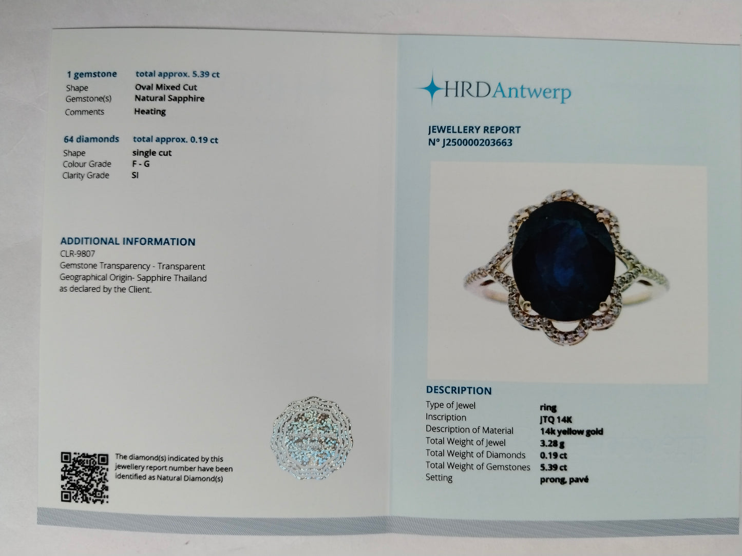 5.58 Ct Oval Mixed Cut Natural Sapphire 14K Gold Ring