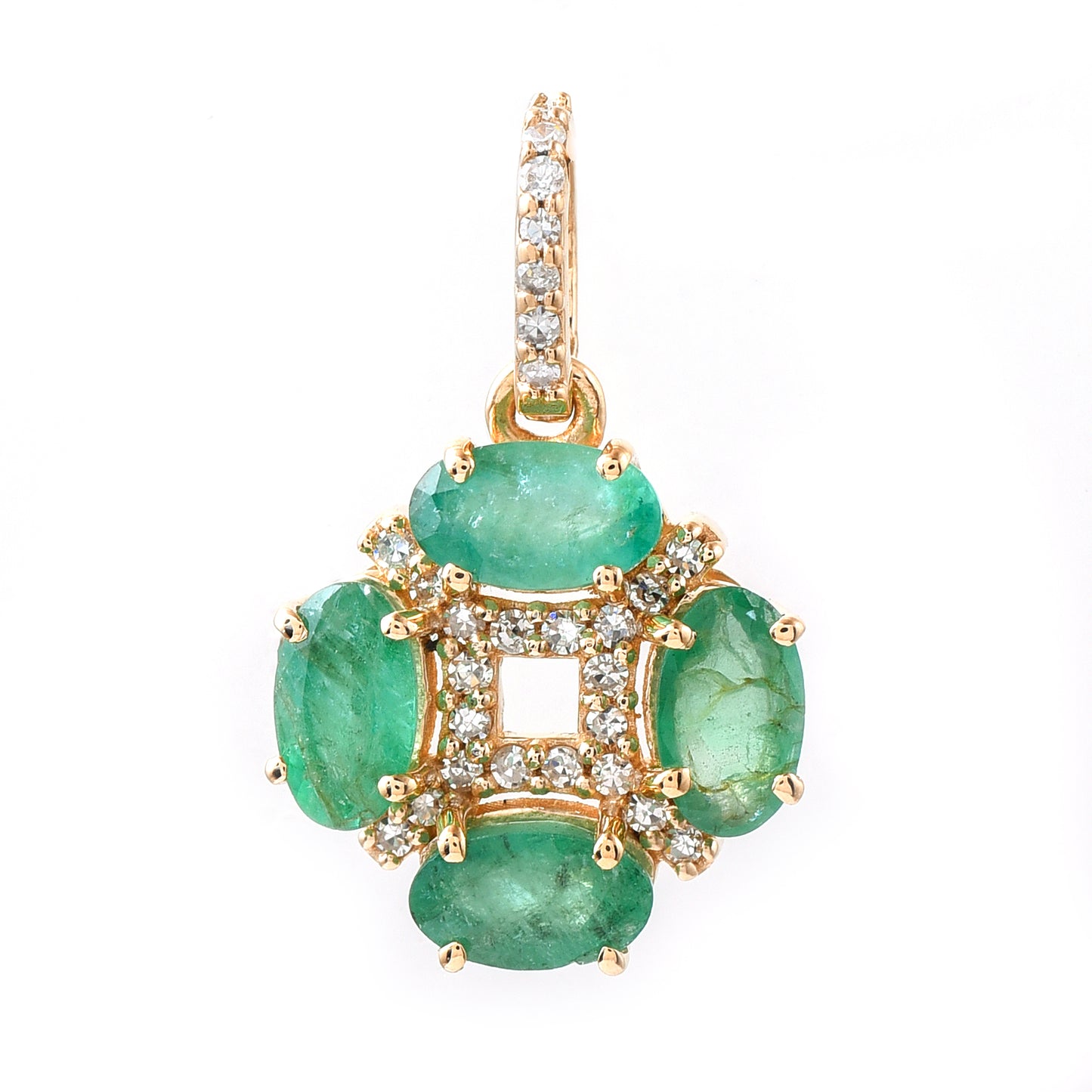 1.02 Ct Oval Mixed Cut Natural Emerald 14K Gold Pendant