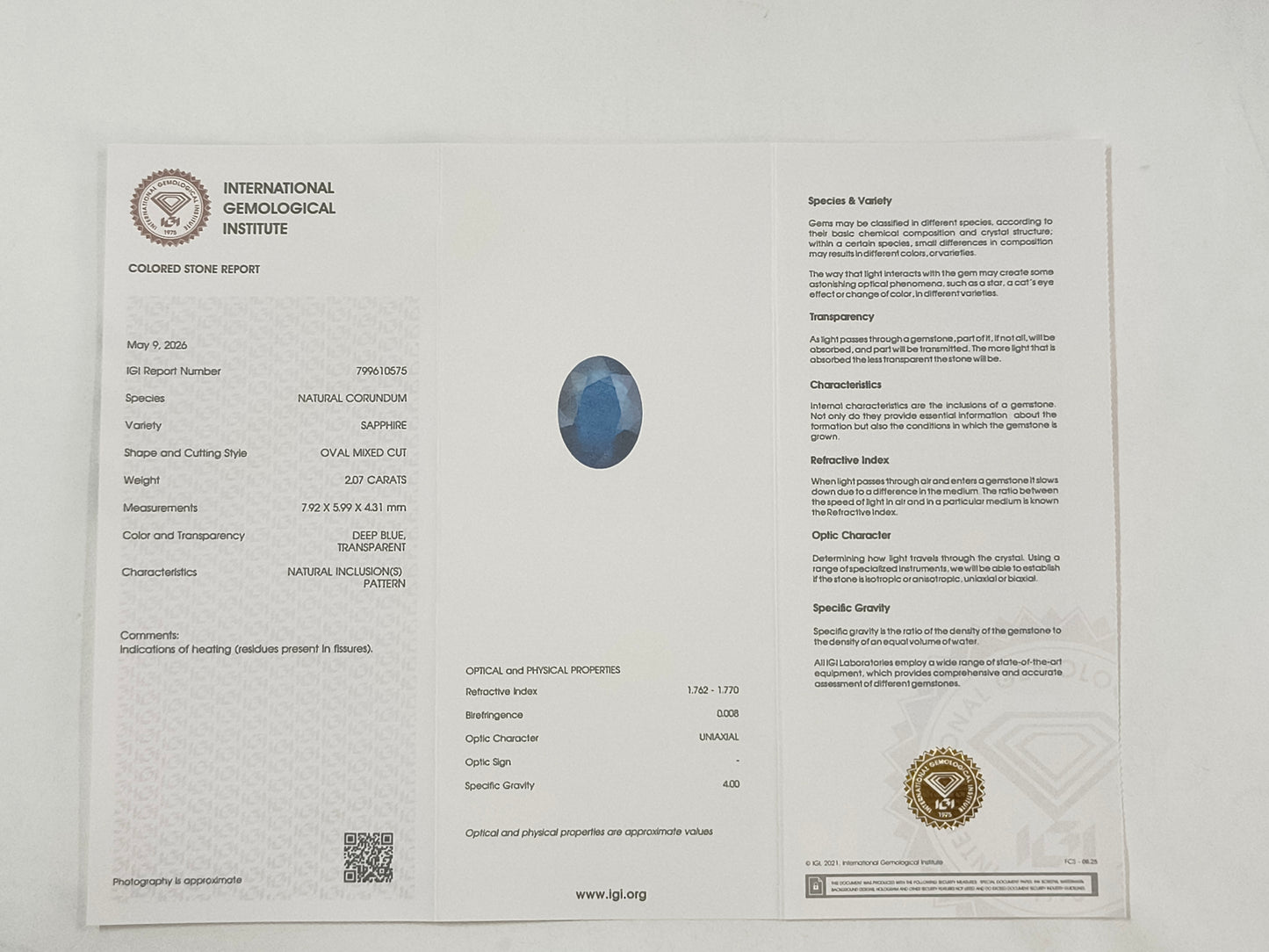 2.07 Natural Corundum Sapphire Oval Mixed Cut Gemstone