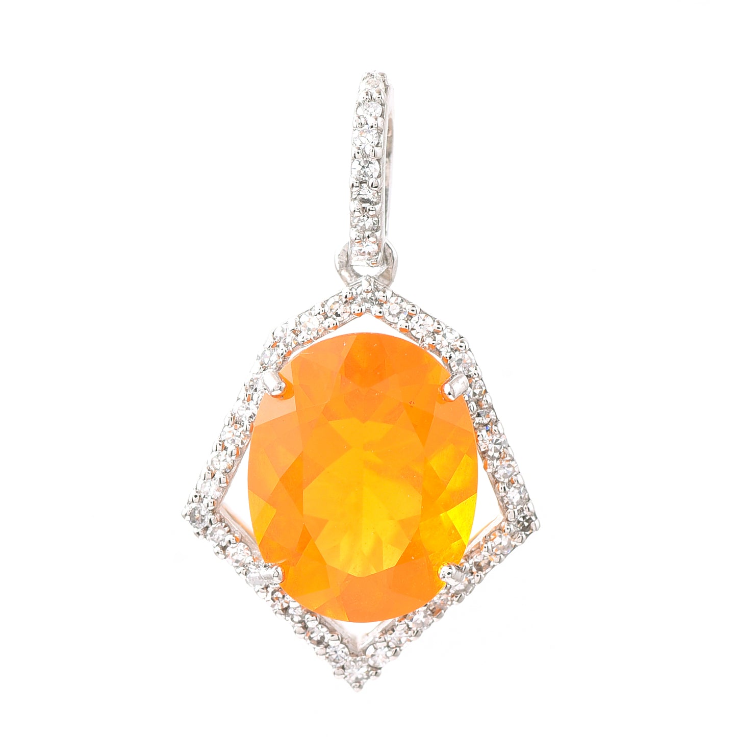 1.76 Ct Oval Fire Opal 950 Platinum Pendant