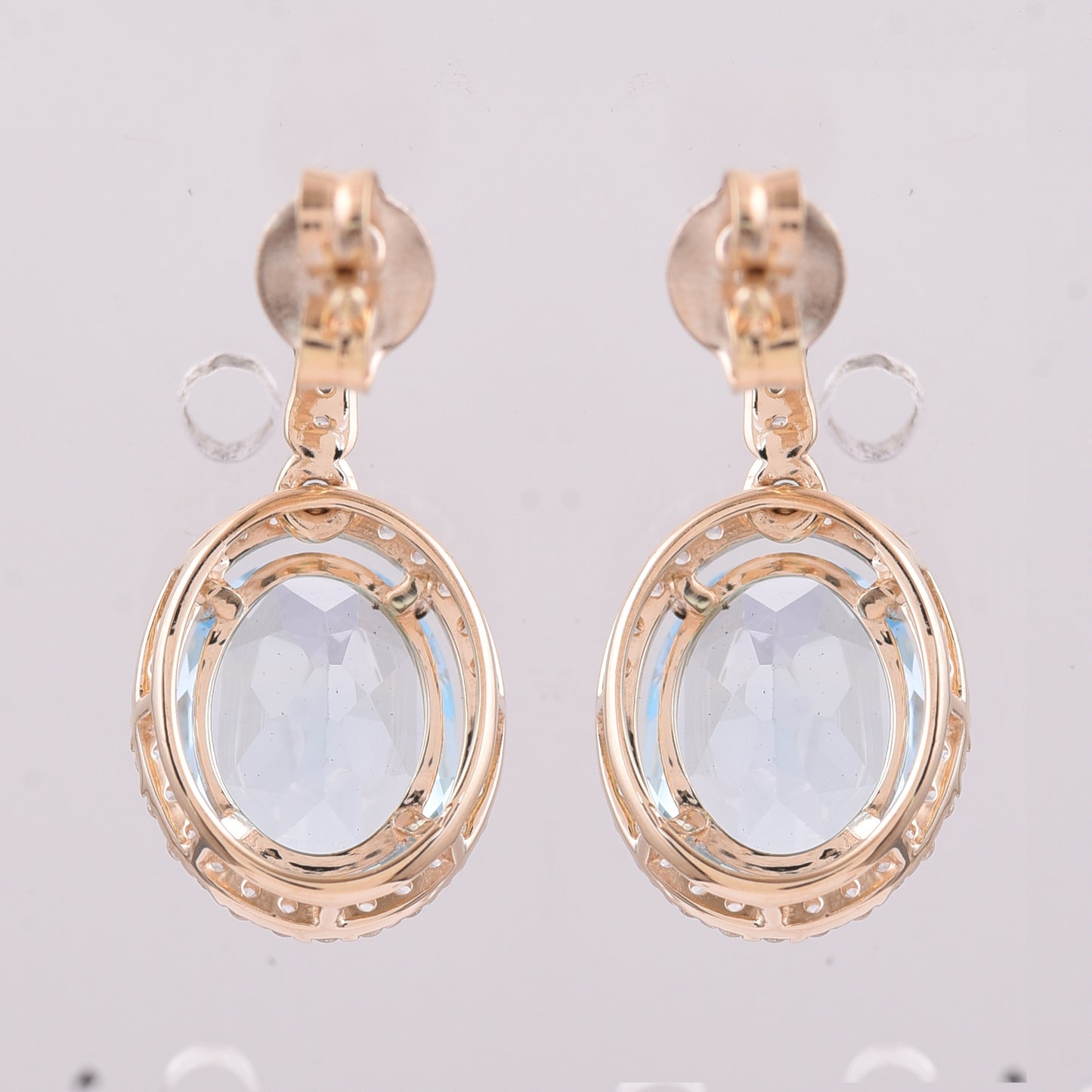 4.75 Ct Oval Blue Topaz 9K Gold Earrings