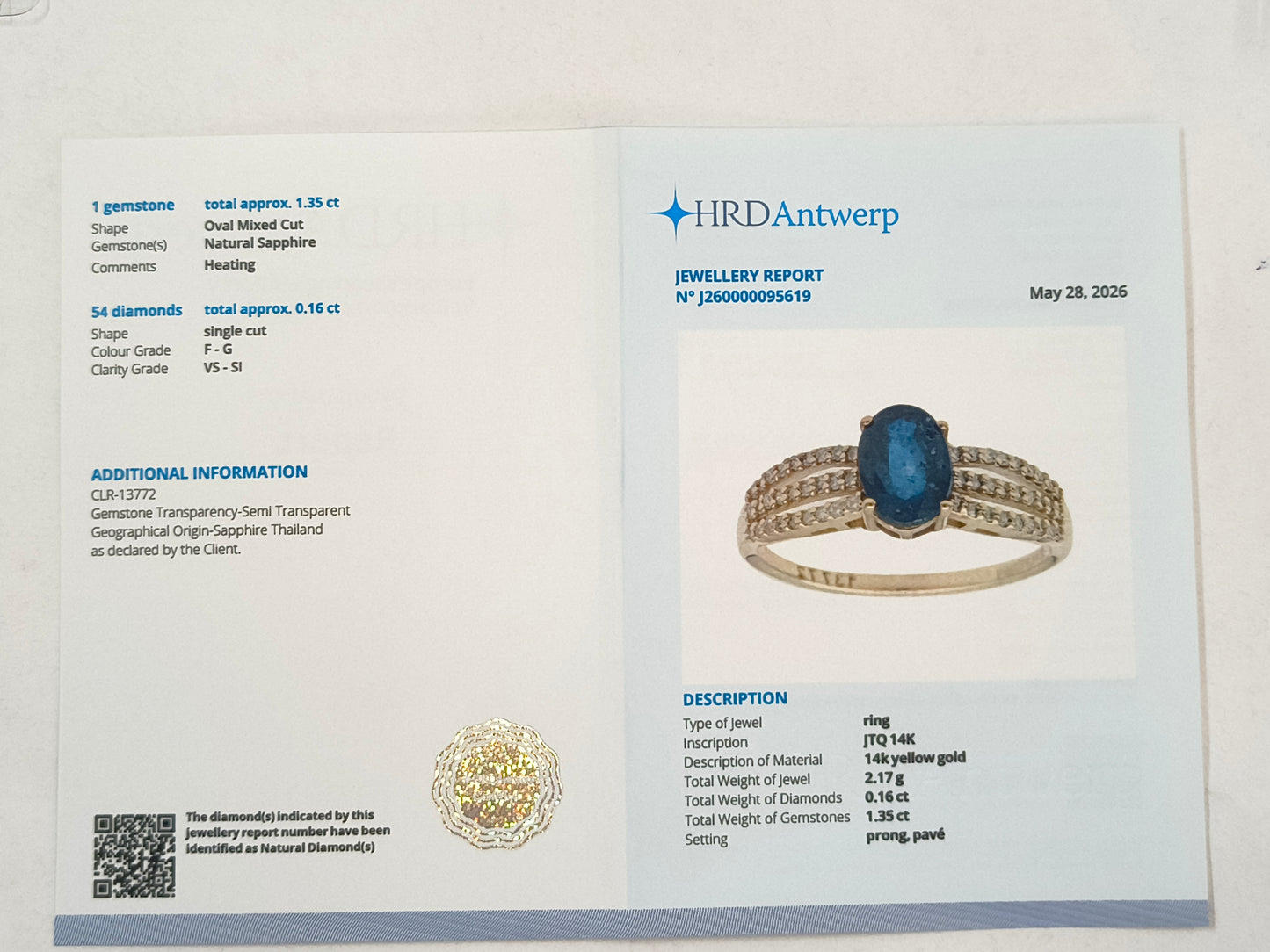 1.51 Ct Oval Mixed Cut Natural Sapphire 14K Gold Ring