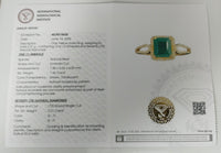1.65 Ct Emerald Cut Natural Beryl Emerald 14K Gold Ring