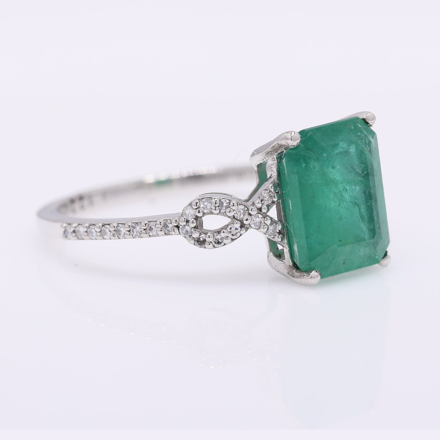 2.22 Ct Octagon Step Cut Natural Emerald 950 Platinum Ring