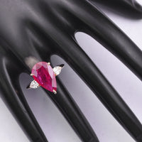 6.17 Ct Pear Ruby 18K Gold Ring