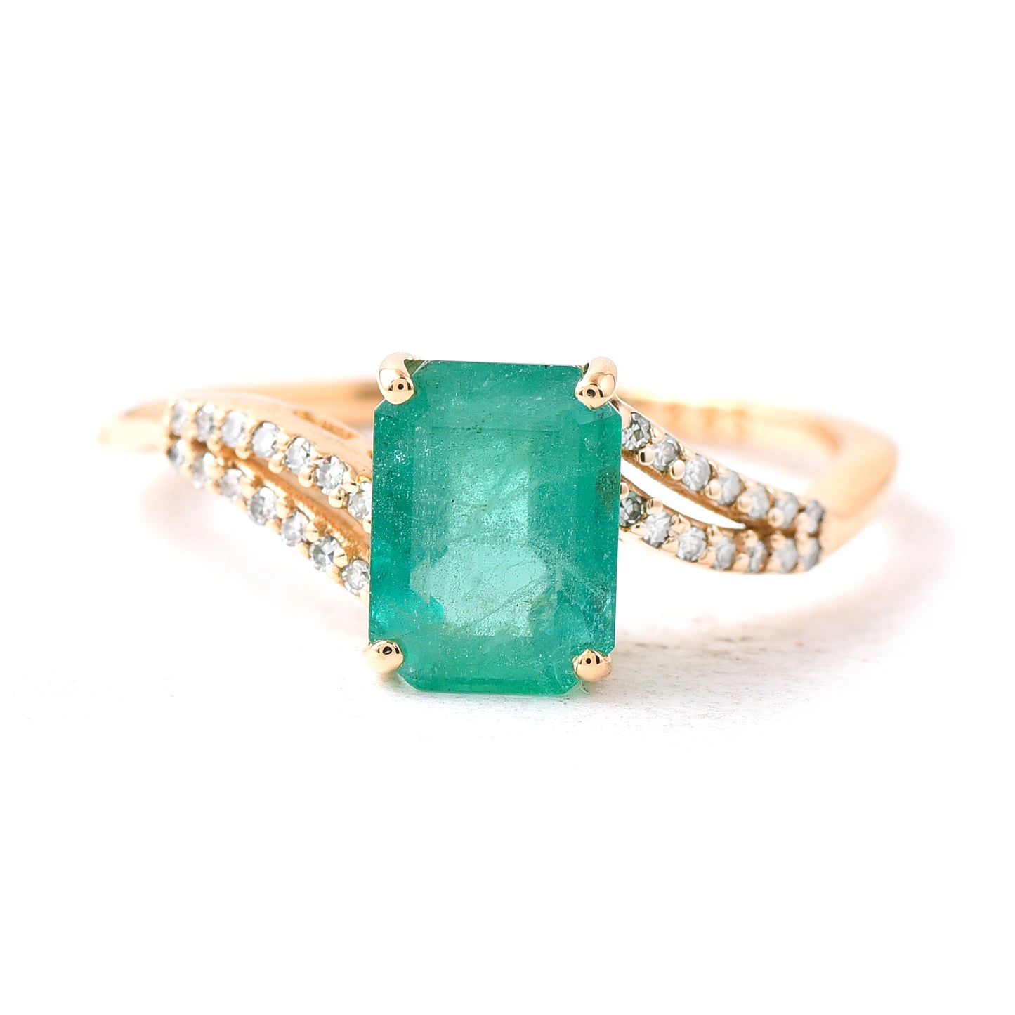 1.77 Ct Octagon Emerald 14K Gold Ring