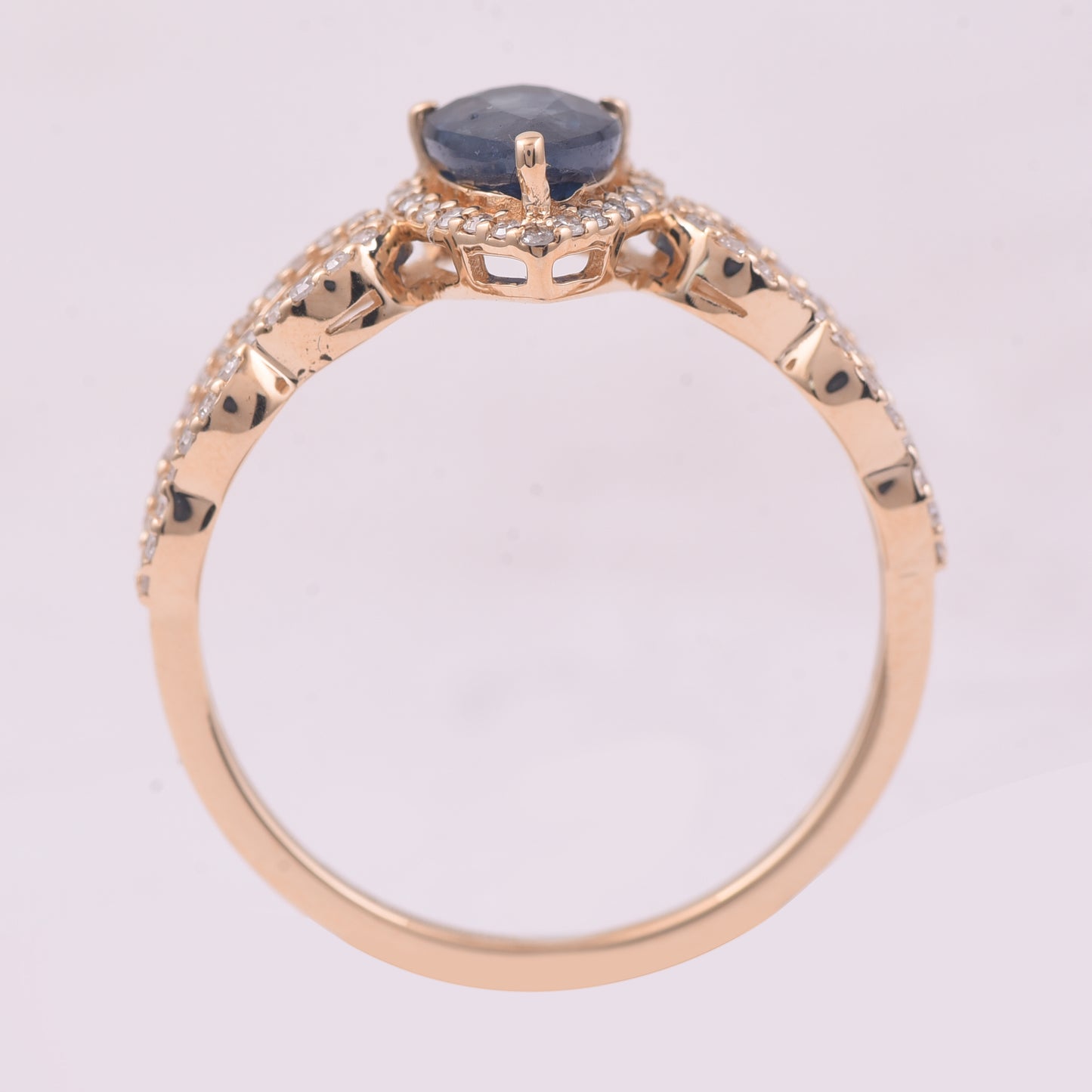 1.30 Ct Pear Mixed Cut Natural Sapphire 14K Gold Ring