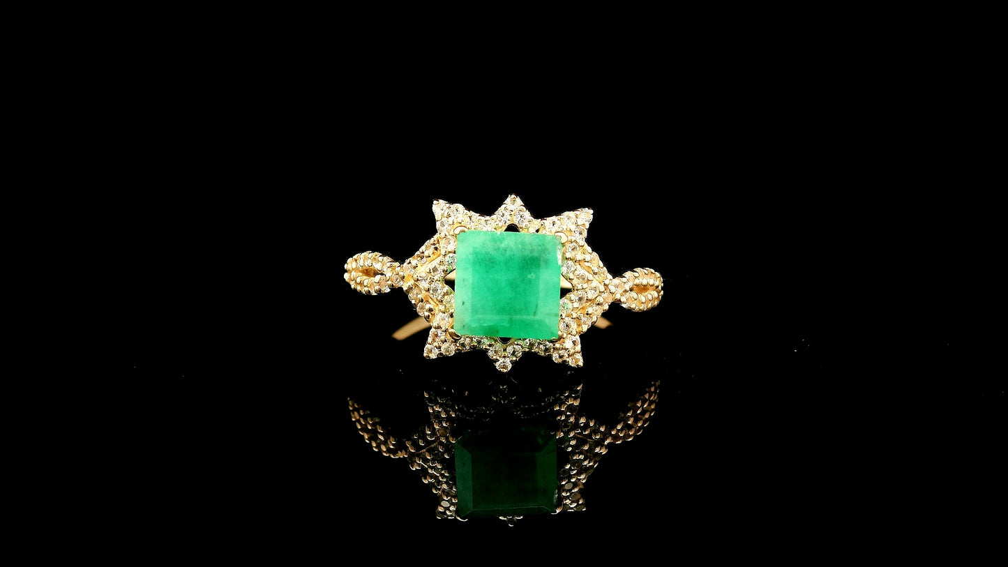 1.15 Ct Square Emerald 9K Gold Ring