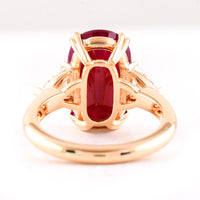 7.22 Ct Oval Cut Natural Corundum Ruby 18K Gold Ring
