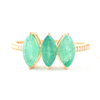 1.80 Ct Marquise Mixed Cut Natural Emerald 14K Gold Ring