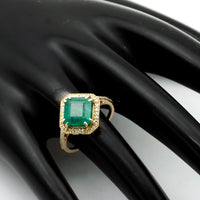 3.26 Ct Octagon Natural Emerald 14K Gold Ring