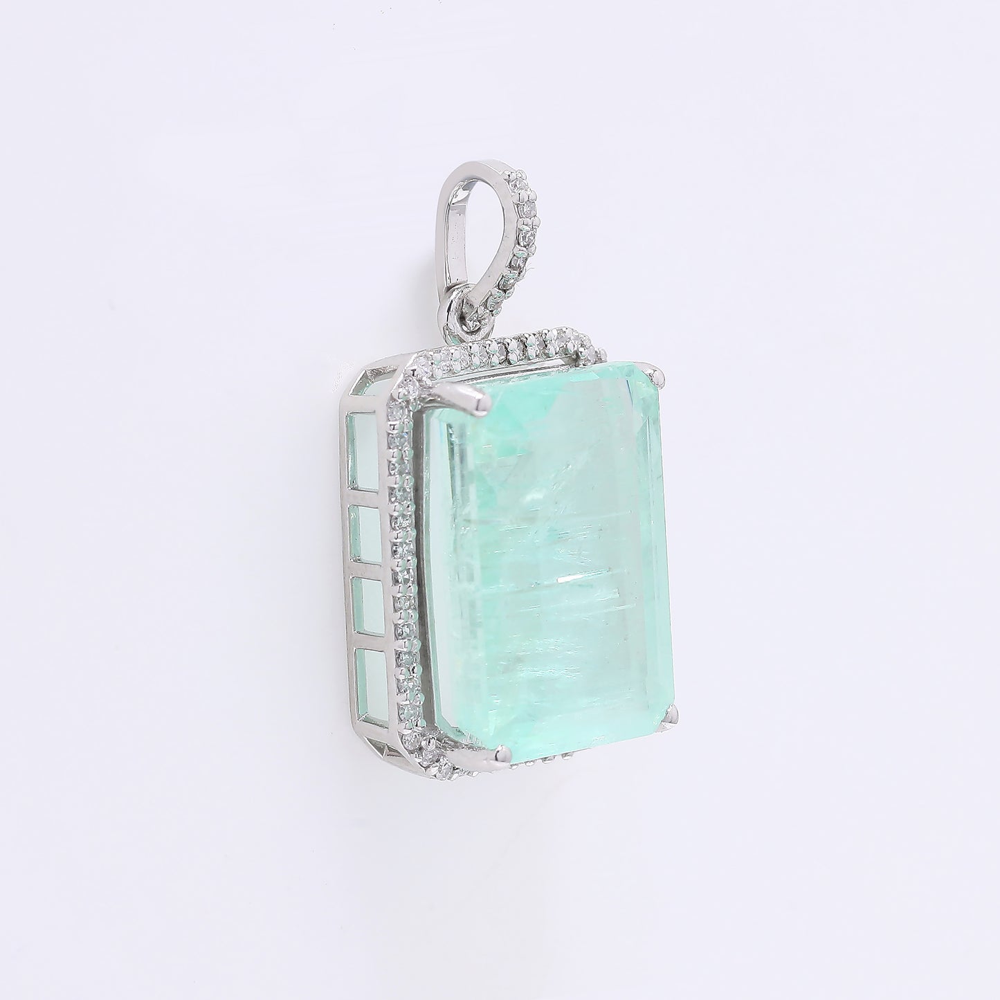 9.03 Ct Octagon Step Cut Natural Emerald 950 Platinum Pendant