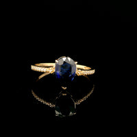 1.50 Ct Pear Mixed Cut Lab Grown Sapphire 14K Gold Ring