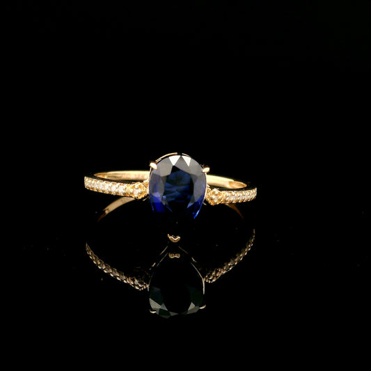 1.50 Ct Pear Mixed Cut Lab Grown Sapphire 14K Gold Ring