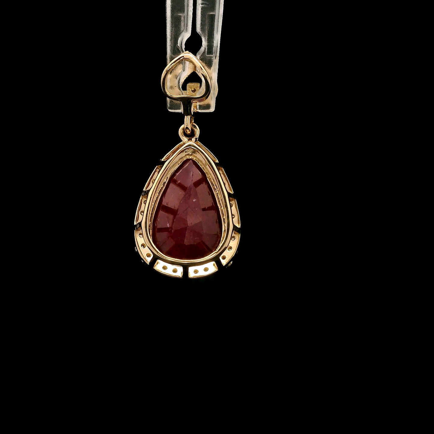 3.51 Ct Pear Mixed Cut Natural Corundum Ruby 14K Gold Pendant