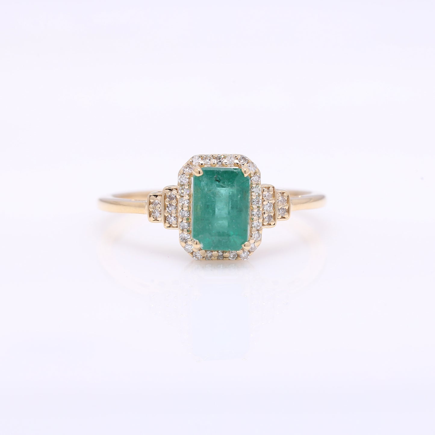 1.20 Ct Octagon Step Cut Natural Emerald 14K Gold Ring