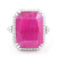 16.01 Ct Cut Cornered Rectangular Mixed Cut Natural Corundum Ruby 950 Platinum Ring