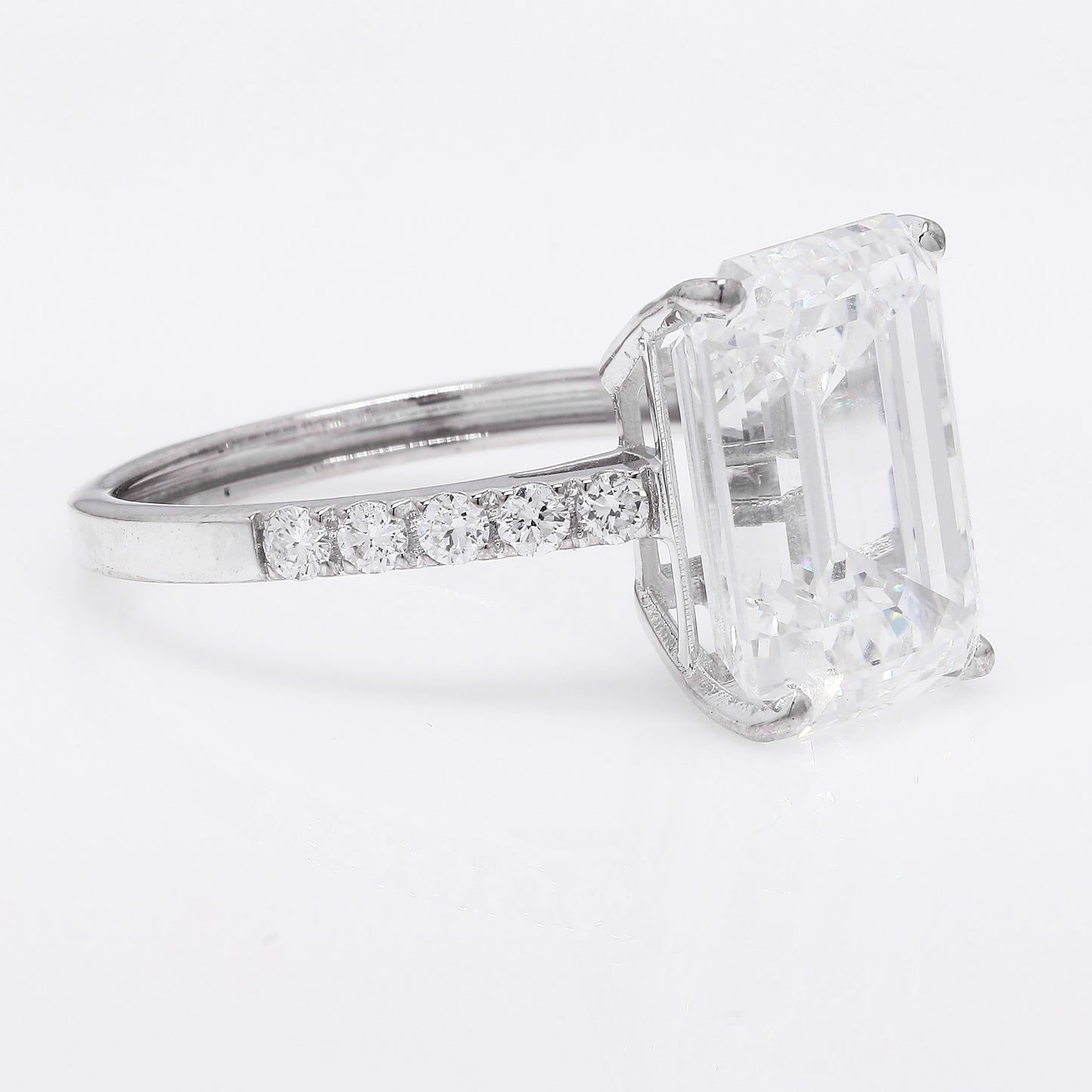 7.19 Ct Emerald Cut Lab Grown Diamond 14K Gold Ring