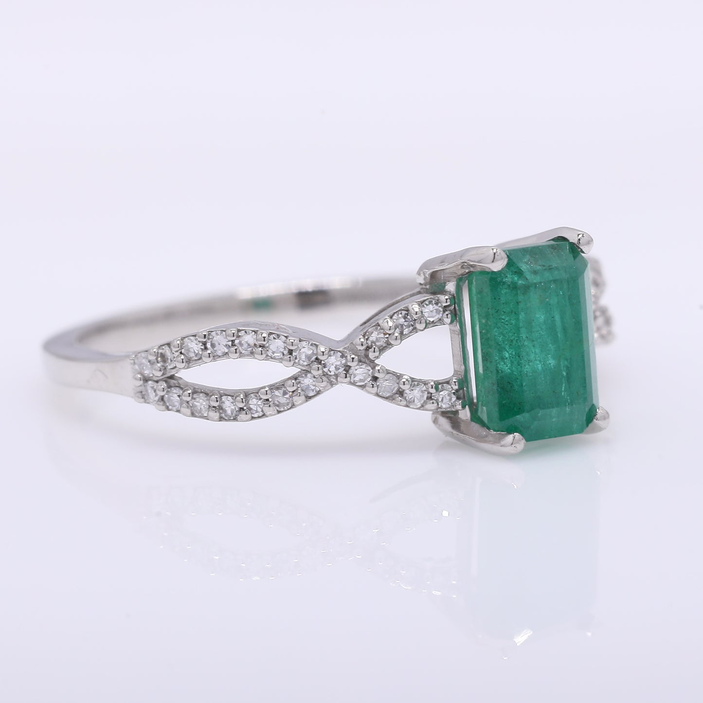 1.31 Ct Octagon Step Cut Natural Emerald 950 Platinum Ring