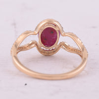 1.46 Ct Oval Mixed Cut Natural Ruby 14K Gold Ring