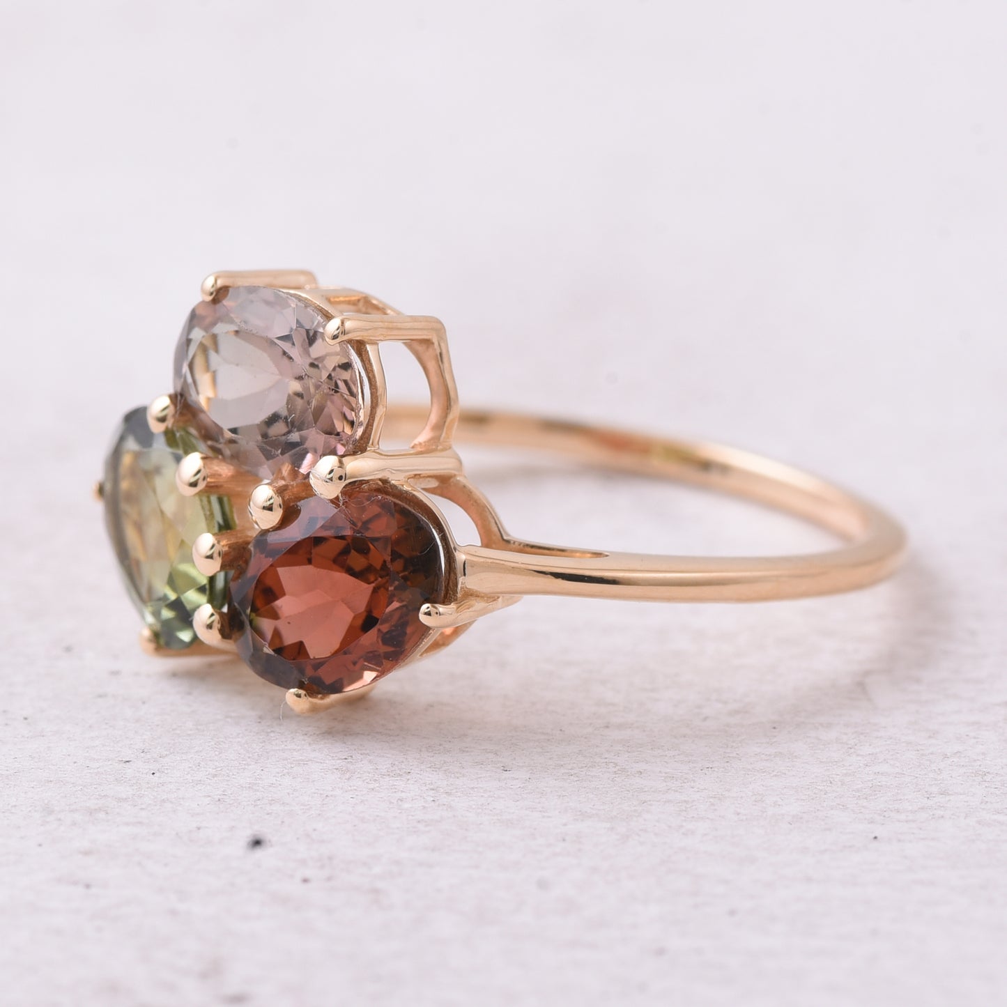 2.41 Ct Oval Natural Multi-Coloured Tourmaline 14K Gold Ring