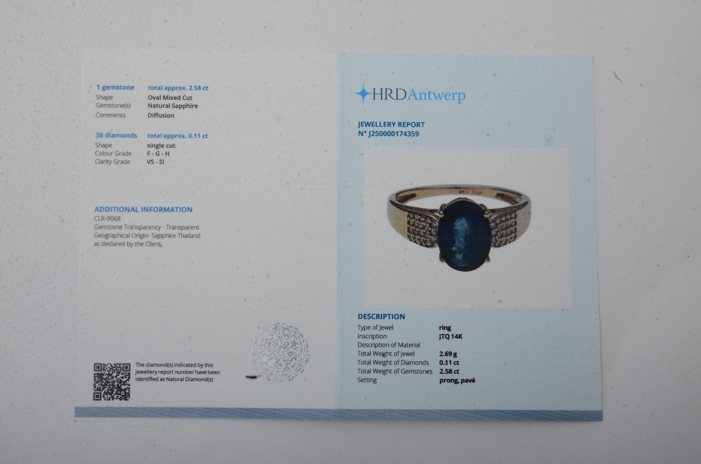 2.69 Ct Oval Mixed Cut Natural Sapphire 14K Gold Ring