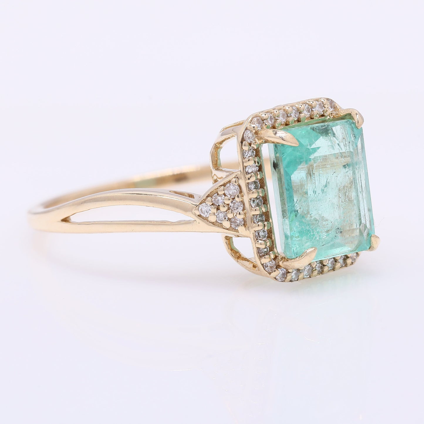 2.53 Ct Octagon Step Cut Natural Emerald 14K Gold Ring