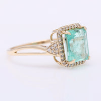 2.53 Ct Octagon Step Cut Natural Emerald 14K Gold Ring