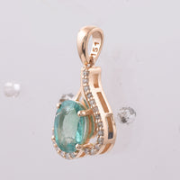 0.96 Ct Oval Natural Emerald 14K Gold Pendant