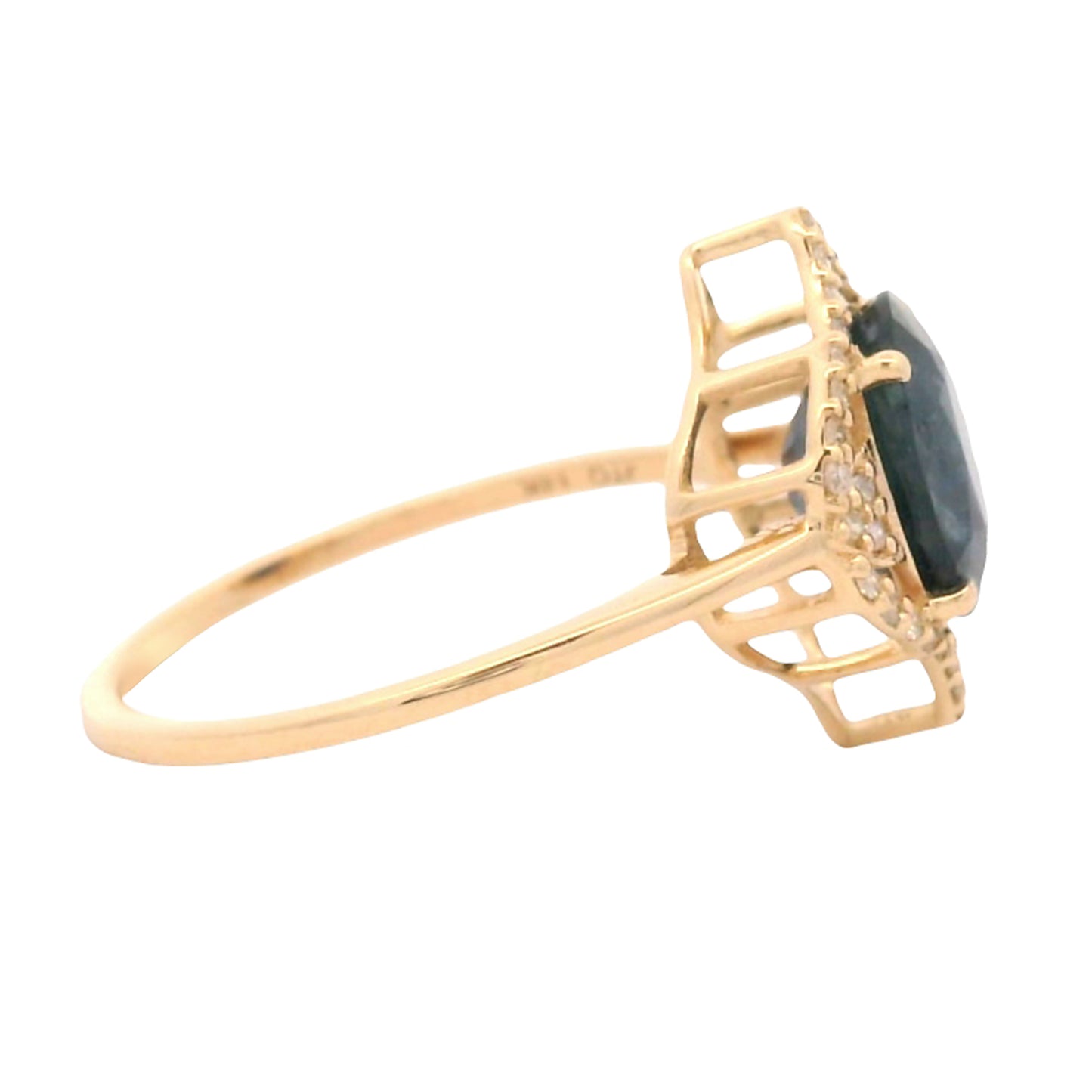 2.63 Ct Oval Mixed Cut Natural Sapphire 14K Gold Ring