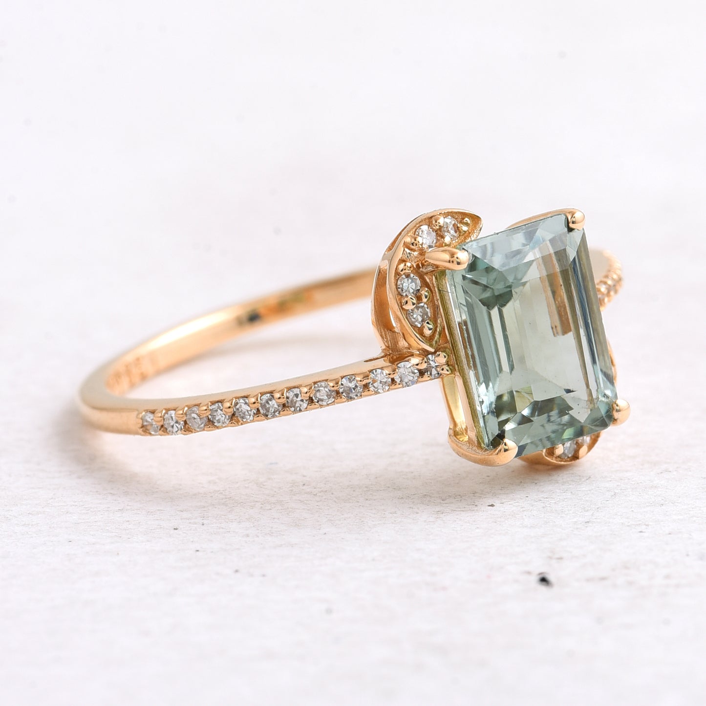1.58 Ct Octagon Step Cut Natural Tourmaline 14K Gold Ring