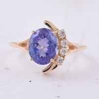 3.28 Ct Oval Natural Tanzanite 14K Gold Ring