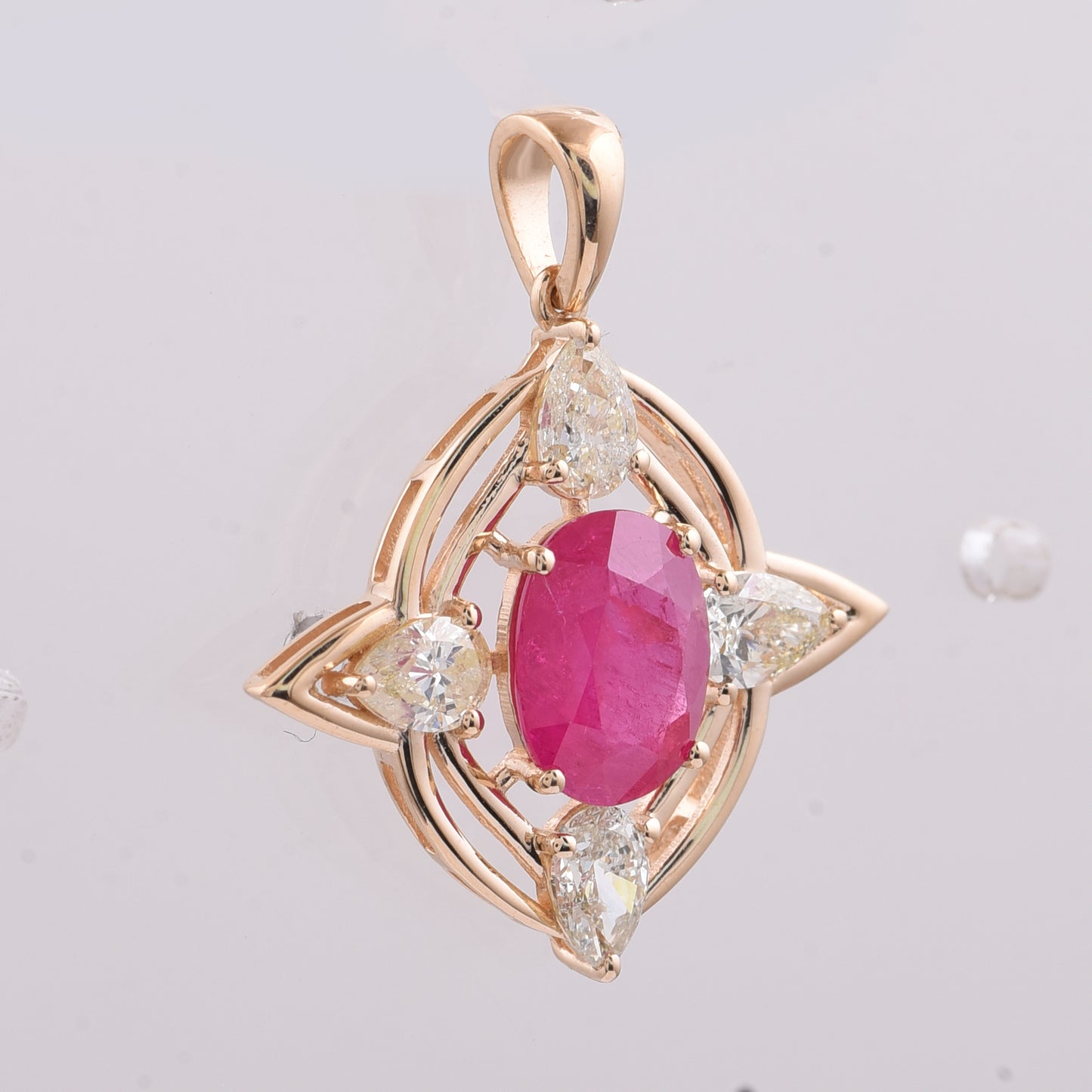 2.83 Ct Oval Natural Ruby 14K Gold Pendant